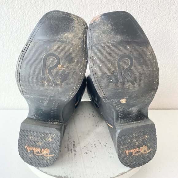 Rod Patrick Mens Cowboy Boots 7.5EE Black Smooth Ostrich Western Square Toe - Picture 8 of 10